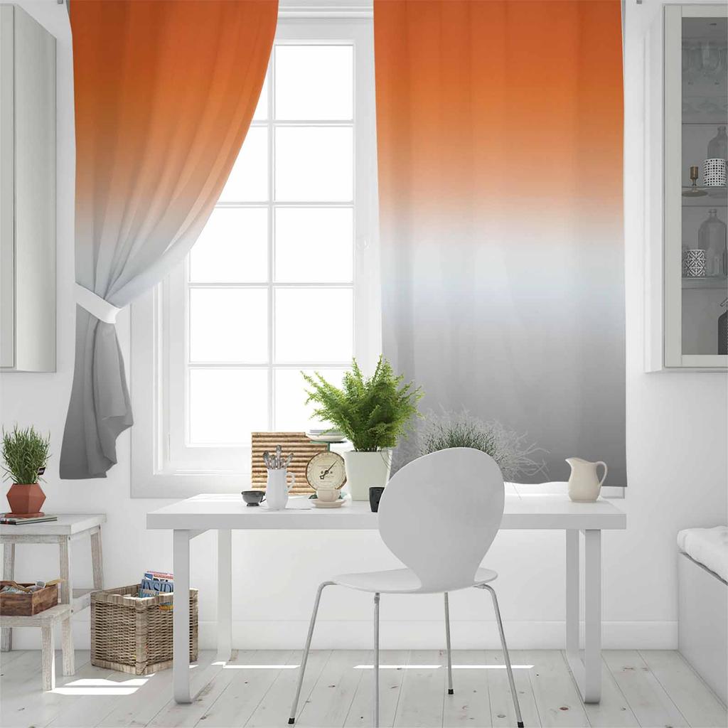 Orange Gray Gradient Abstract Blackout Curtains For Living Room Bedroom Printed Window Treatment Drapes Home Decor