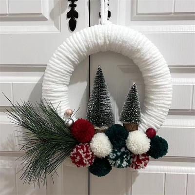 Vánoční věnec plyšový vlněný věnec na přední dveře vánoční girlanda závěsná ozdoba Navidad Nový rok domácí okenní dekorace přívěsek