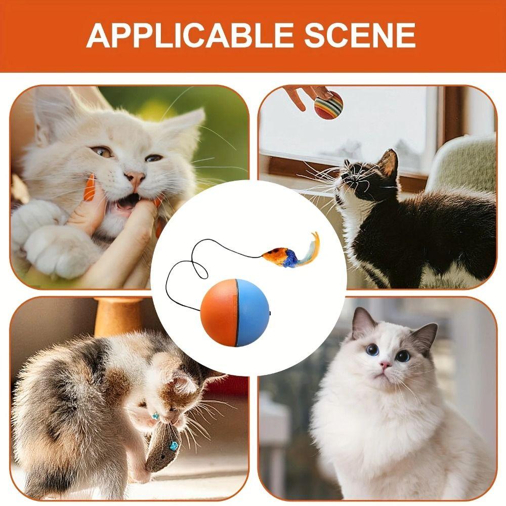 ABS Automatic Electric Cat Interactive Simulated Tail Automatic Rolling Ball Moving Multifunctional Cat Ball Toys