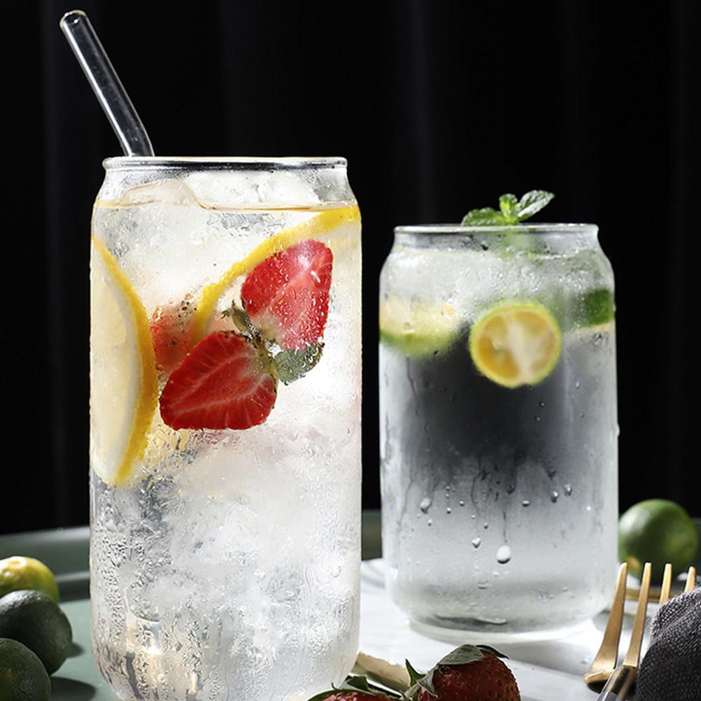 2Sets Glass Straw Mugs with Lid Rustproof Wear Resistant Comfortable Handle Warm Cool Retention Stylish Bedroom Dining Room