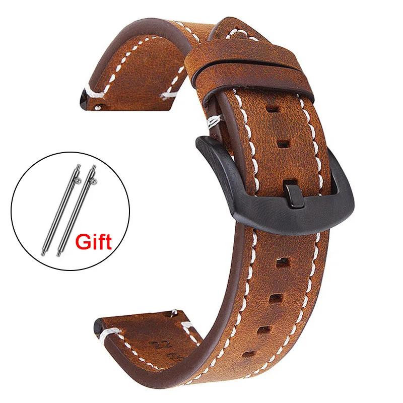 Retro Leather Band 18mm 19mm 20mm 21mm 22mm 24mm Soft Strap Waterproof Bracelet for Seiko Watchband Quick Release Wristband