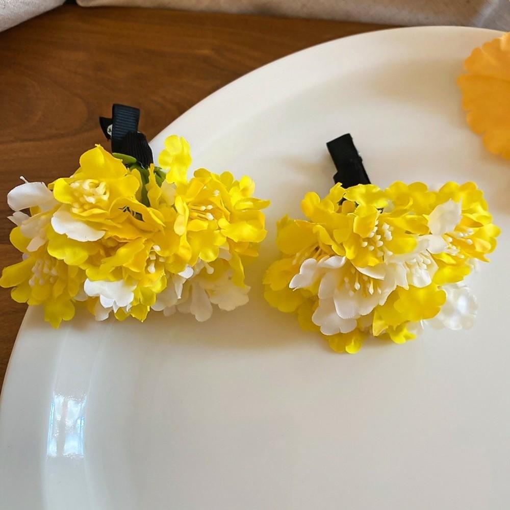 Fresh Cloth Simulation Flower Hairpin Colorful Headdress Flower Side Clip Ancient Style Headpieces Hanfu Hair Accessories Party