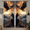 2 Panels Bald Eagle Printed Curtains Mountain Landscape Window Drapes Polyester Living Room Bedroom Home Decor