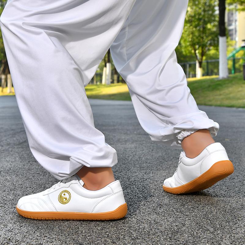 Tai Chi Shoes With Soft Leather Cow Tendon Sole Suitable Both Men Women Wear-resistant Competition Activities Martial Arts Practicing Men's