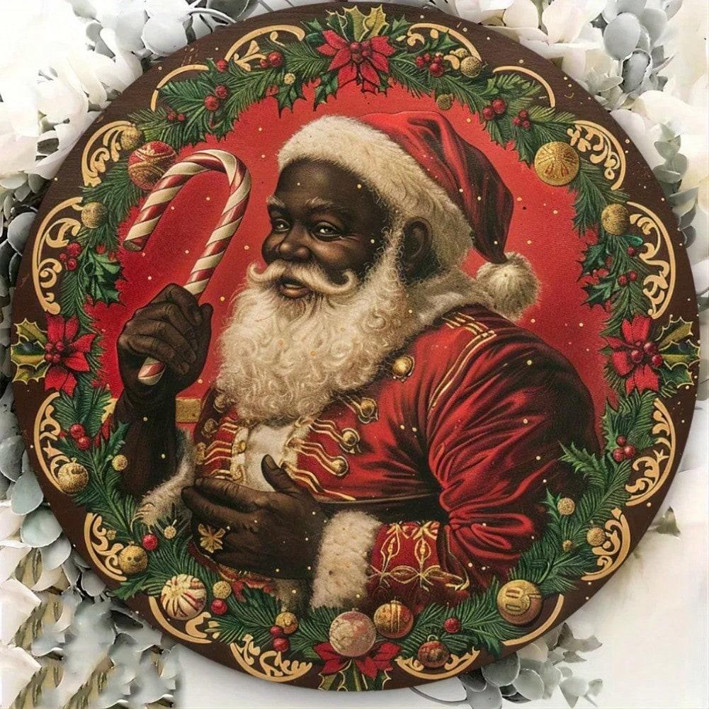 

Vintage Black Santa Metal Tin Sign Christmas Holiday Decor Home Cafe Restaurant Wall Art 20x20 різнокольоровий