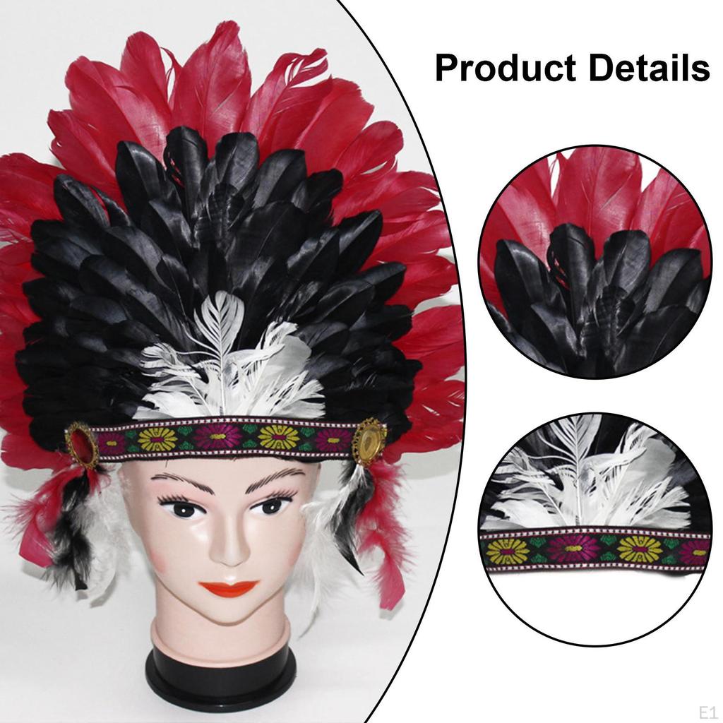 Indian Feather Headdress Photo Props Unique Hat for Themed Party