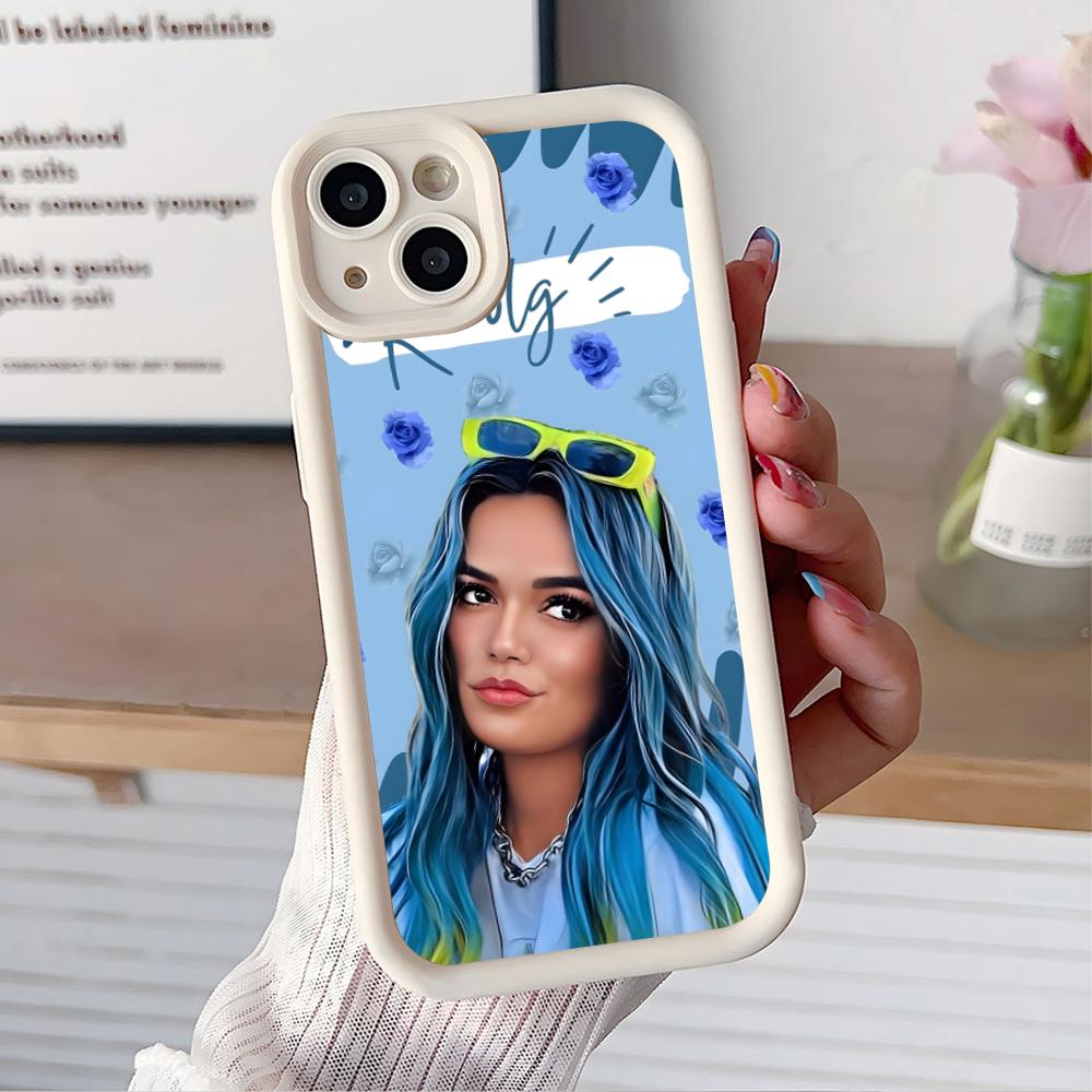 Karol G Latino Mobile Cell Phone Case for iPhone 17 16 15 14 13 12 11 Air Pro Max Plus Thicken TPU Colorful Cover Cover Pretty