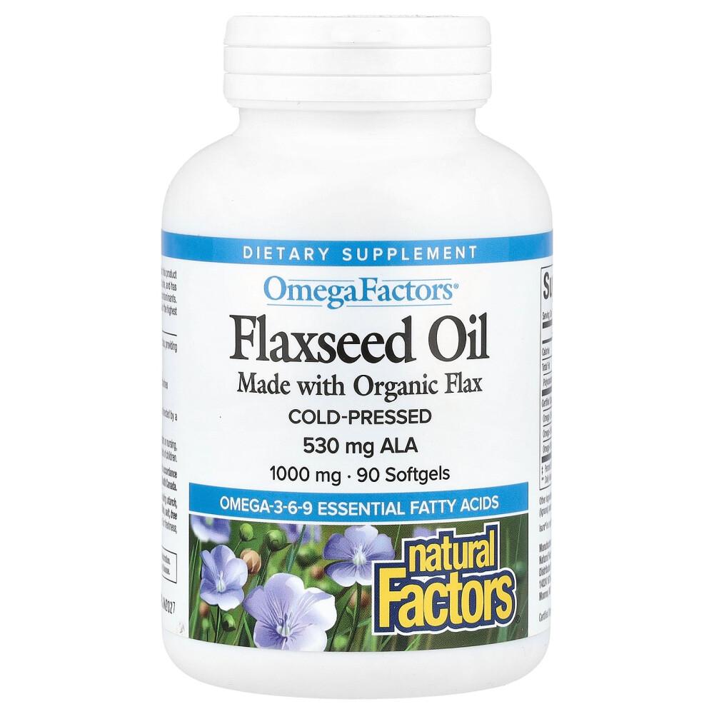 Natural Factors Flaxseed Oil 1000mg Softgels, 90 Count