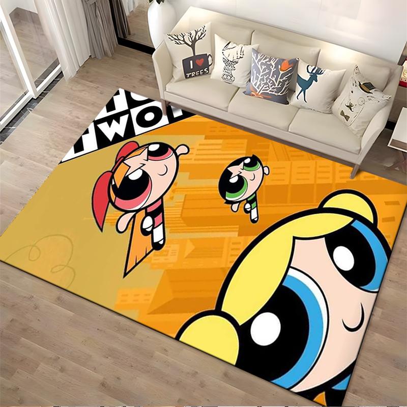 Powerpuff Girls Cartoon Design Rug Non-slip Rug Suitable for Living Room and Bedroom Sofas