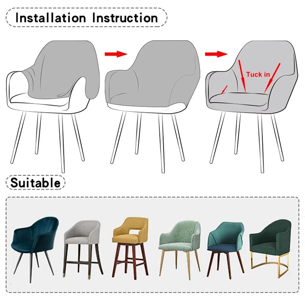 Cheap 1 /2 /4 /6pcs Jacquard High Arm Chair Cover Elastic Dining Polar