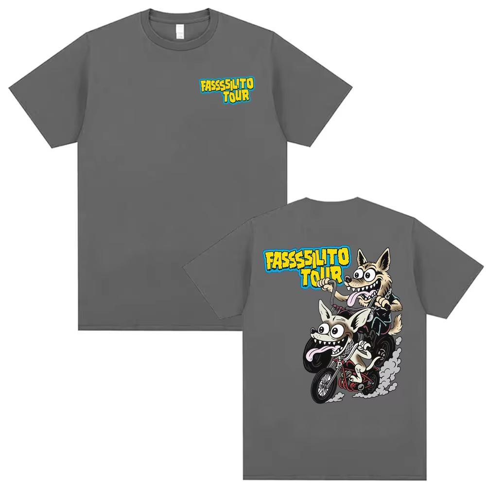 2026 Singer La Pantera Fassssilito Tour T Shirts Men Women Casual Cotton T Shirt Fashion Vintage Cartoon Tshirts Tops