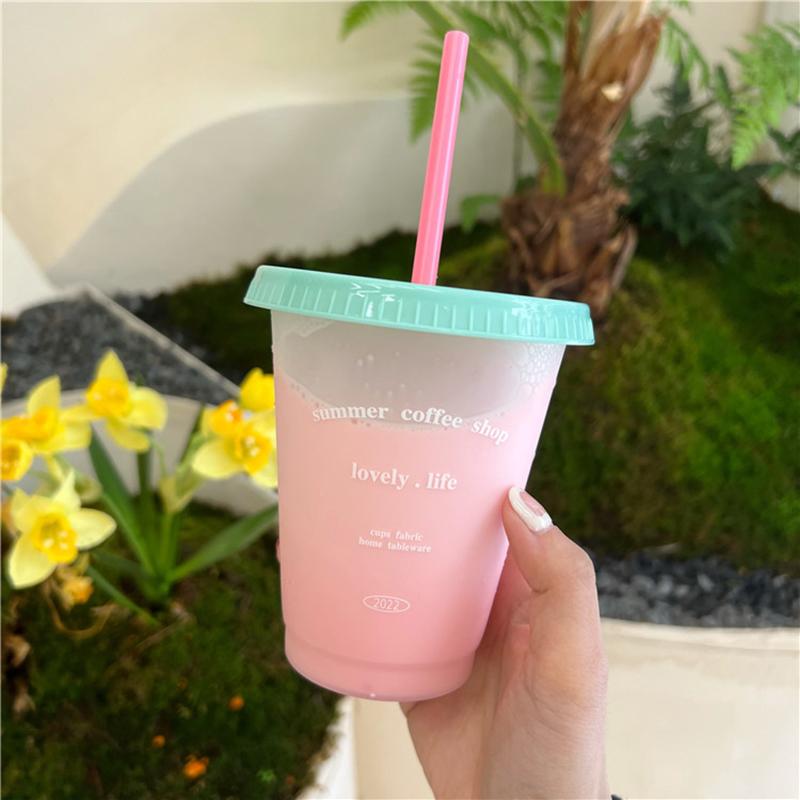 Kawaii Wasserflasche Ästhetischer Tumbler Für Eiskaffee Saft Tee Niedliche Schleife Plastikbecher Mit Strohhalm Deckel Tragbare Trinkflasche