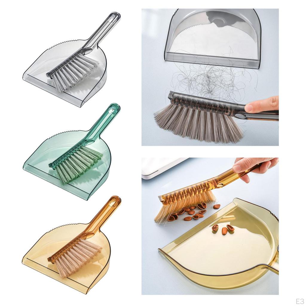 Dust Pan Brush Nesting Tiny Cleaning Broom Portable for Computer Office Home Gray