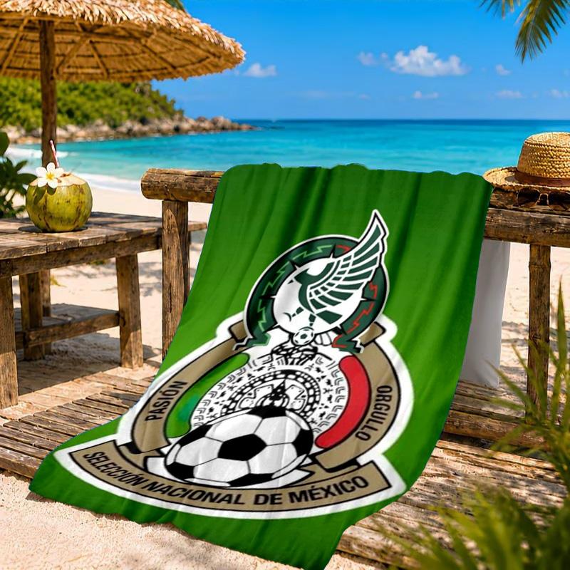 Mexico Football Crest Beach Towel, Quick-drying, Easy to Care for, Suitable for Both Fitness and Beach Vacations,Sports Essential