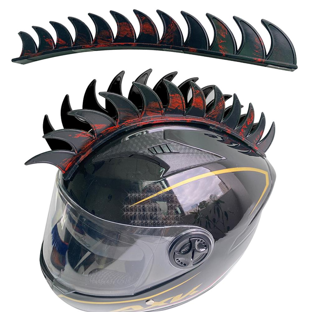 Rubber Dirt Biker Motorcycle Helmet Dual Color Cockscomb Decoration Motocross Biker Helmet Spikes Mohawk Sticker