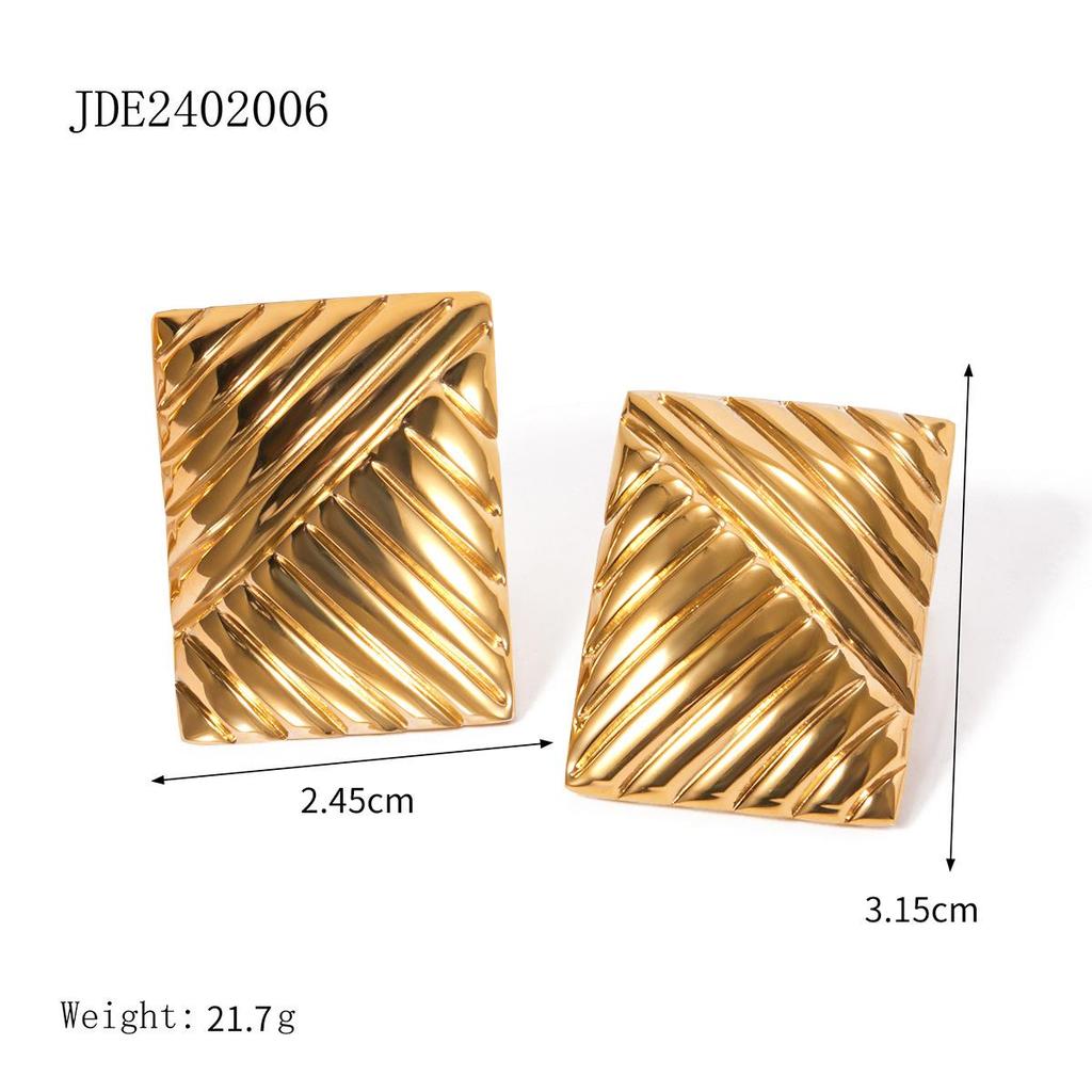 Jieding Stainless Steel Geometric Stud Earrings - High-End European & American Titanium Ear Jewelry