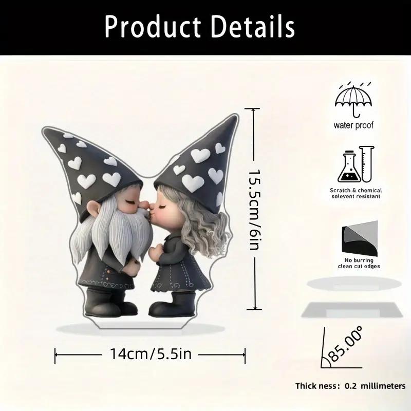 Szív alakú kalap és manó dekorációhoz, aranyos pár dekoráció, ajándék otthonra és irodába, asztali, Valentin-nap, 1 darab