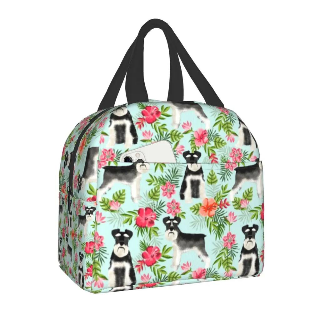 Schnauzer Coffee Dog Breed Pet Art Pure Breed Cafes Insulated Lunch Bag for Women Leakproof Cooler Thermal Bento Box