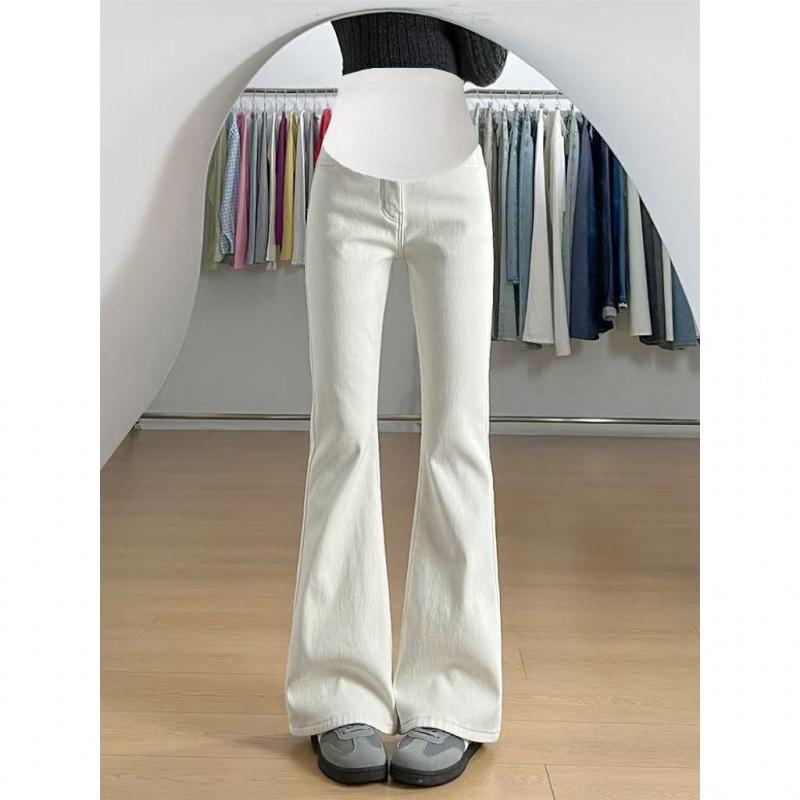 Spring 2026 Korean Style White Maternity Flare Pants M