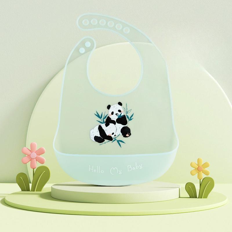 Cute Cartoon Animal Printed Baby Bibs Waterproof Kids Bib Dirtproof Girl Boy Adjustable Soft Silicone Bib Baby Feeding Stuff