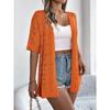 Spring and Summer Cut-out Short-sleeved Knitted Cardigan for Vacation Sun Protection Women's Clothing
