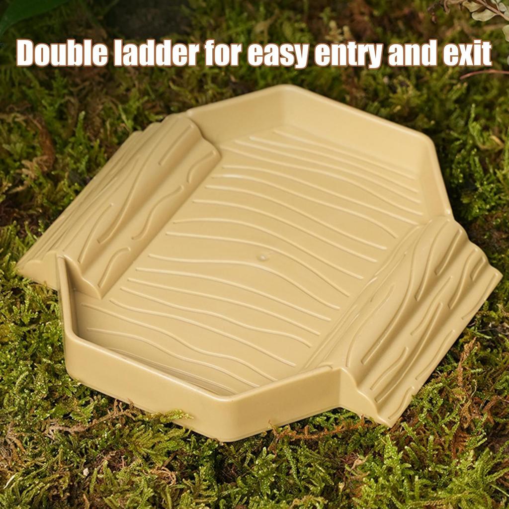 Turtle Water Bowl Anti-Slip Reptile Pool Dish 2-in-1 Stain-Resistant Turtle Bathing And Feeding Tub For Snake Gecko Tortoise