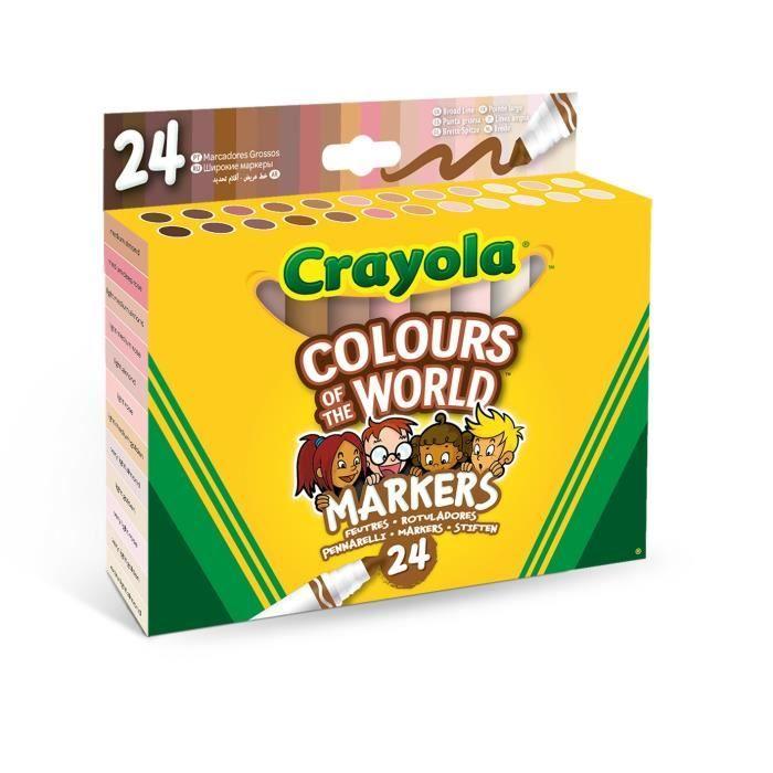 Crayola - colours of the world - lot de 24 feutres pointe maxi, assort