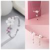 Design Sense Sweet Cherry Blossoms Flower Tassel Earrings for Women Trendy Shiny Pink Zircon Earrings Banquet Wedding Jewelry
