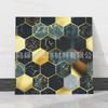 Black Gold Geometric Marble Pattern Self-Adhesive Wallpaper Tile Sticker for Bathroom Living Room Luxury Decor