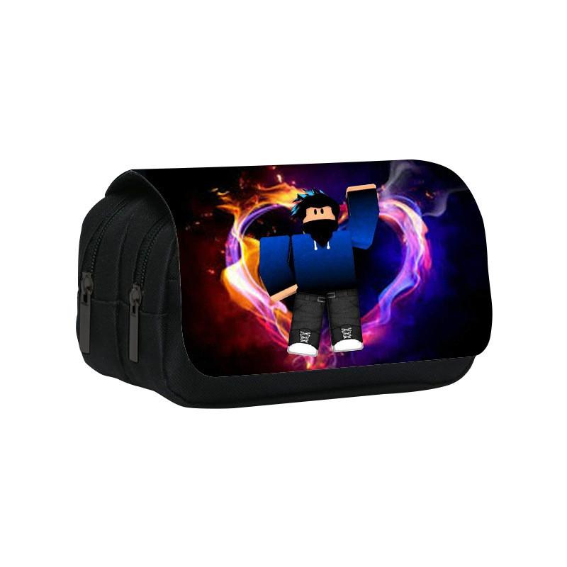 Roblox Cartoon Pen Pouch With Double Layer Design And Nylon Material For Kids