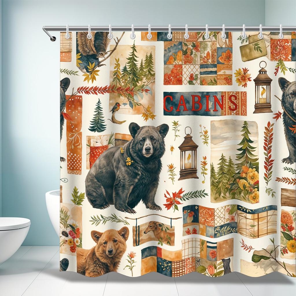 Creative Country Wildlife Shower Curtain - Waterproof, High-End Design, Essential For Refreshing Bathroom Decor, Includes Hooks