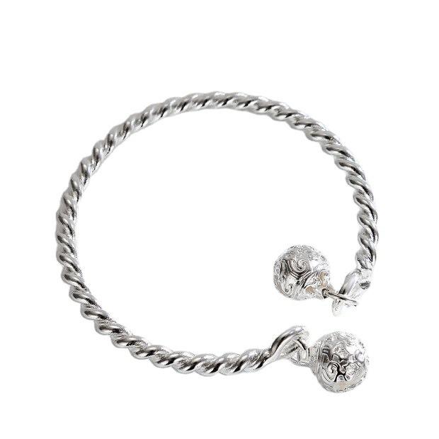 Silver plated bracelet S925 silver bracelet wedding bracelet twisted line Gong Ling ladies bell bracelet Chinese Valentine's Day couple jewelry