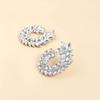 Luxury Full Rhinestone Leaf Stud Earrings For Women Exaggerated Big Circle Round Statement Earrings Wedding Jewelry Gift