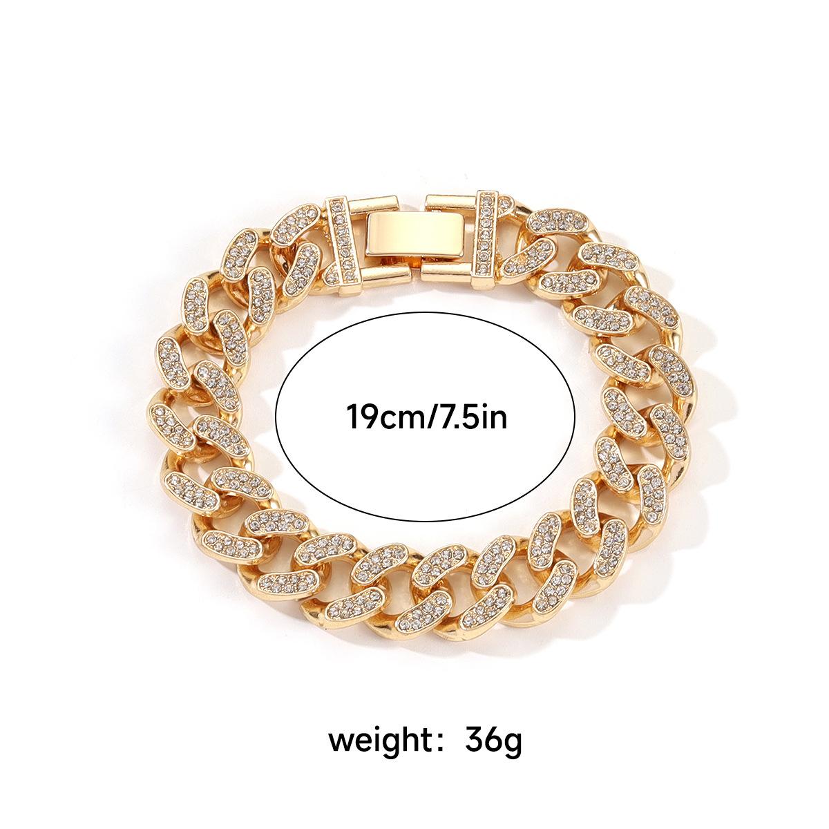 Cold wind design male couple rhinestone Cuban chain necklace bracelet combination, personalized hip-hop hipop jewelry
