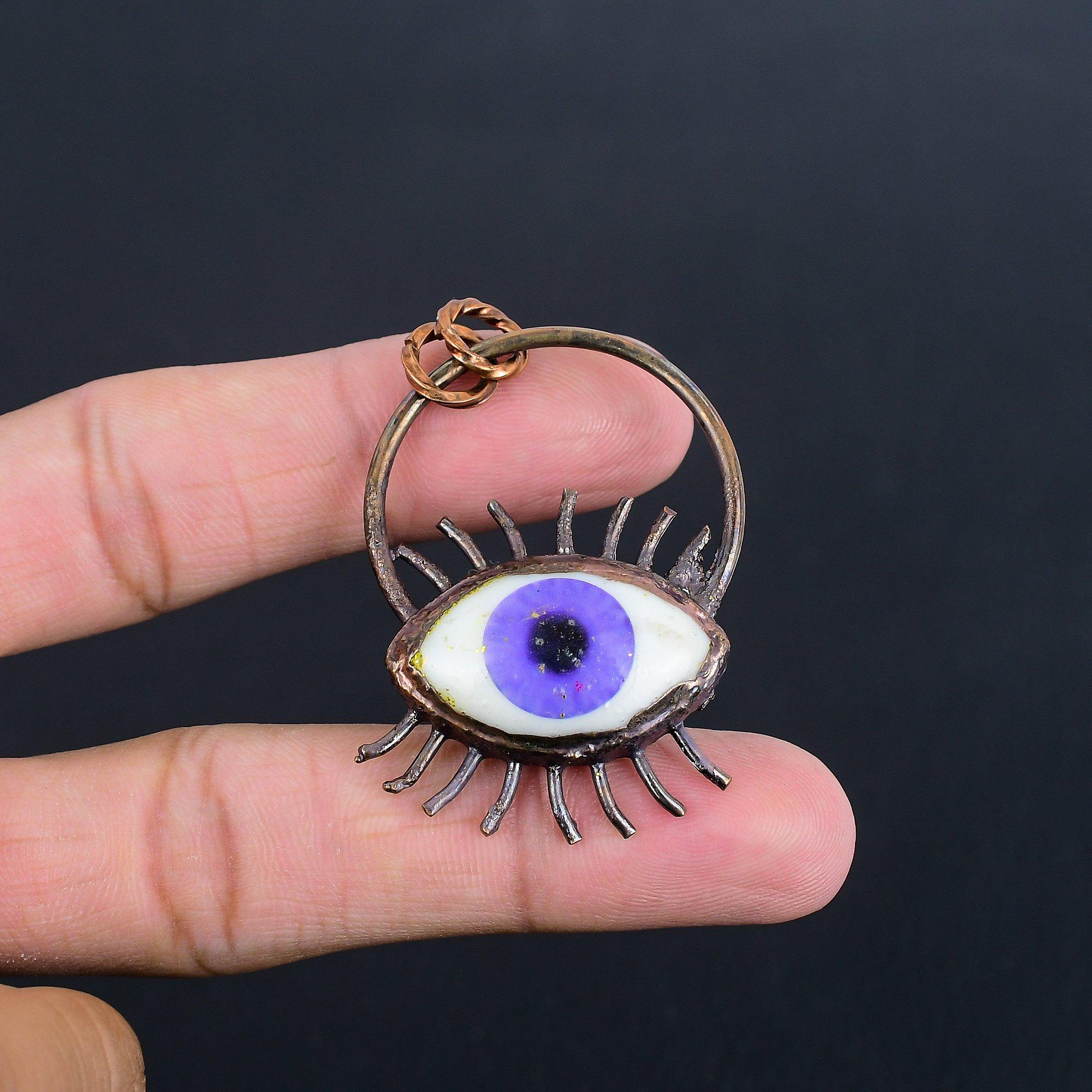 

Кулон Фиолетовый Глаз, Медные Гальванопластические Украшения с Драгоценными Камнями, Кулон Ручной Работы, На День Матери 2.55 Inches