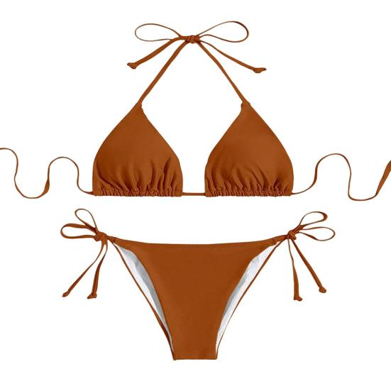 Damen Sexy Bikini Set Neckholder String Tie Side Zweiteiliger Badeanzug Mini Triangle