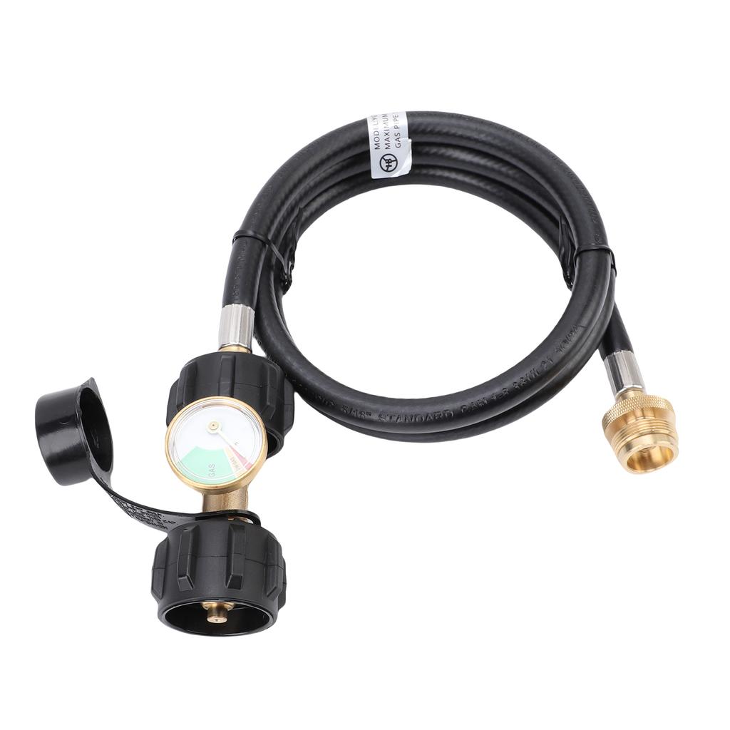 Gasgrill Druckmesser-Set mit 4FT Schlauch und Anschlüssen, Kompatibel 1lb 20lb QCC1 Typ 1 Tanks für BBQ, Wohnmobil, Camping