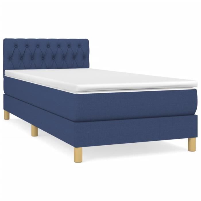 3140831 vidaXL Divan Bed with Mattress Blue 90x200 Cm Fabric