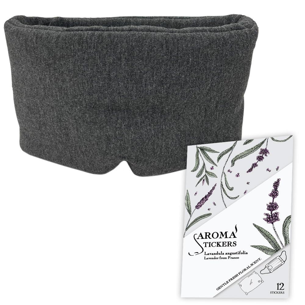 Wraps Around Your Face To Block Out Light and Deep Sleep Set with Lavender Scented Stickers Mask X Aroma Sound! (Eye Stickers) (Lavender)