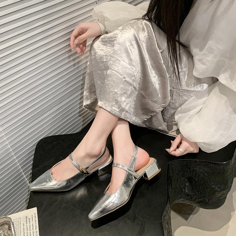 Fashion Women Pointed Toe Sandals Fashion Mid Heels Shoes Dress Elegant Pumps Woman Heeled Shoes 2025 New Trend Brand Female Chaussures