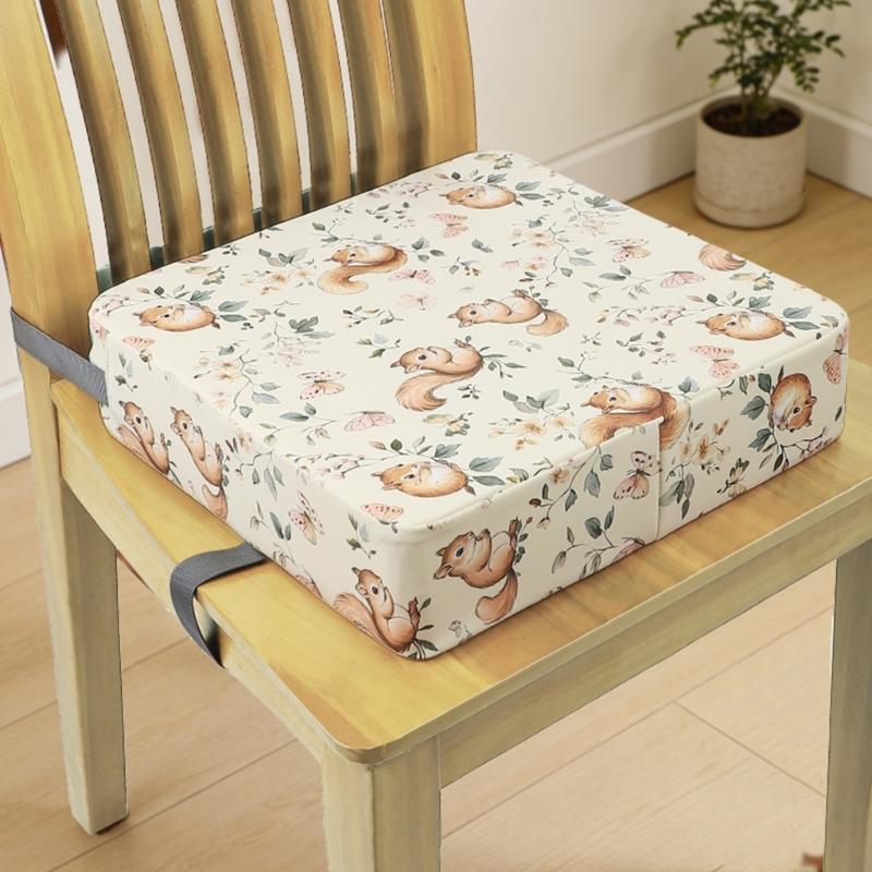 Booster Seat for Dining Table Printed Pattern Kids Booster Seat with Safety Buckles Anti-Slip Bottom Heightening Cushion