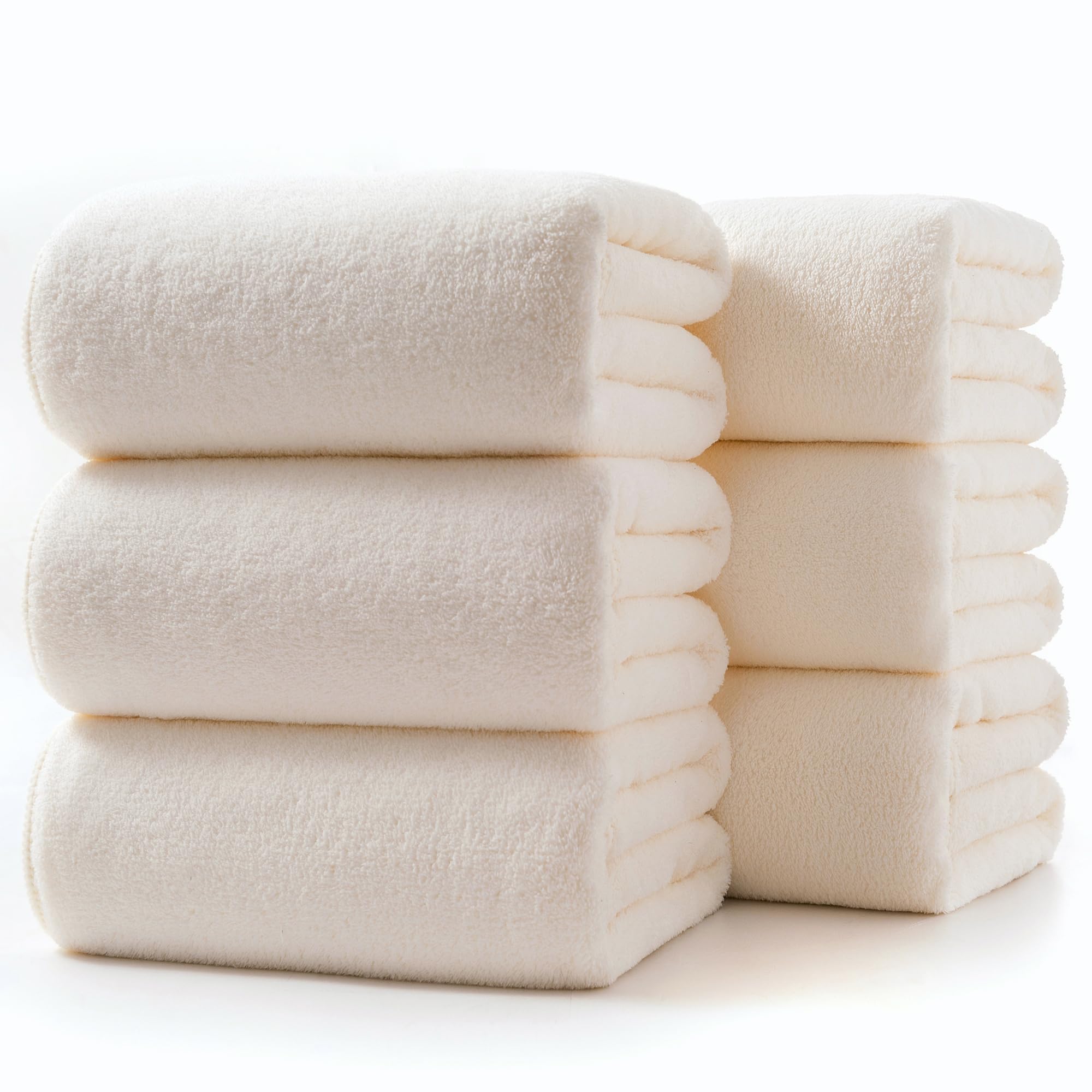 

large bath towels highly soft to the spa professional salon durable after bath supplies Fluffy, [Lumimi 6-piece set, ivory, 70140cm] Hotel-quality слоновая кость