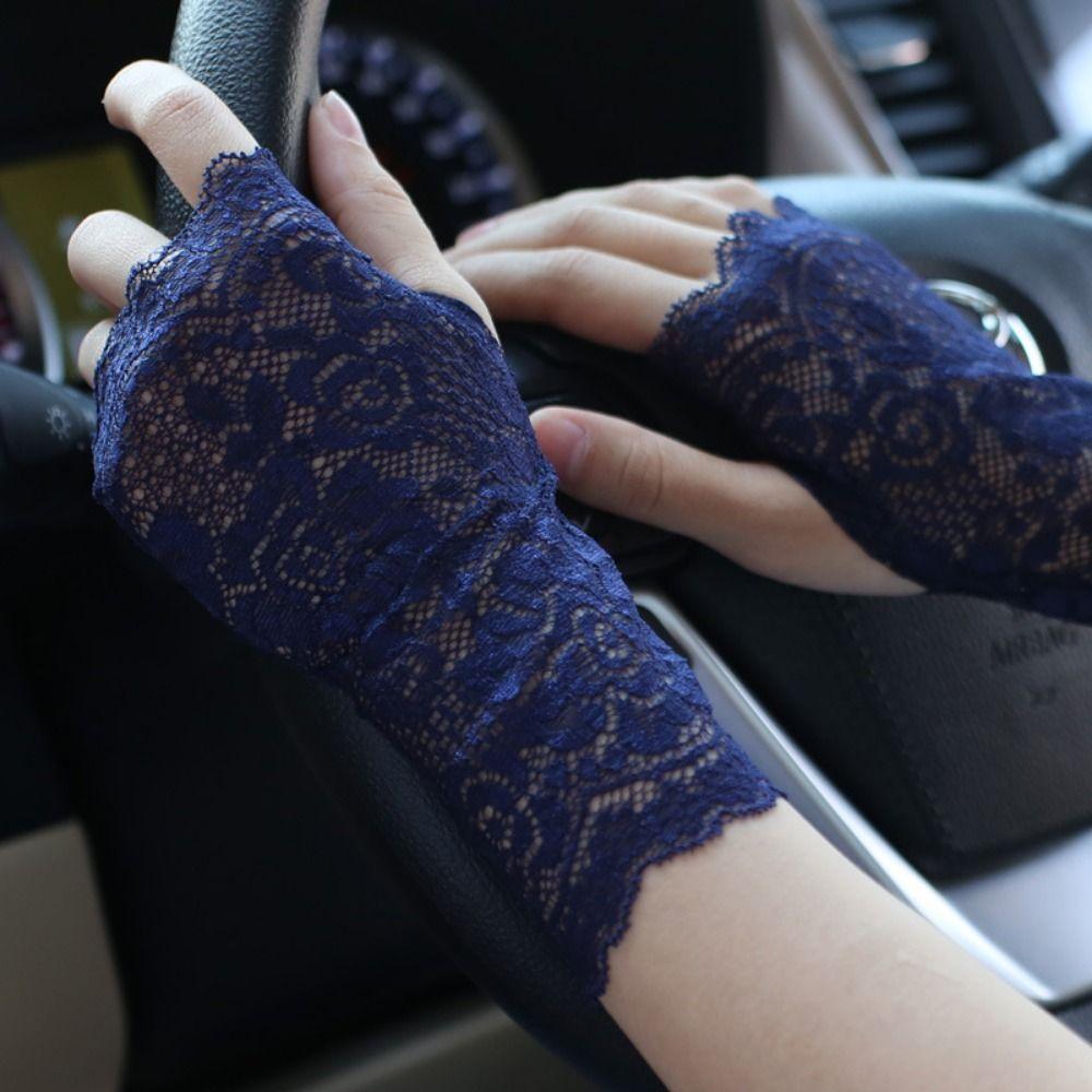 Breathable Lace Half Finger Gloves 10/15/18/21cm Driving Gloves  Wedding Events