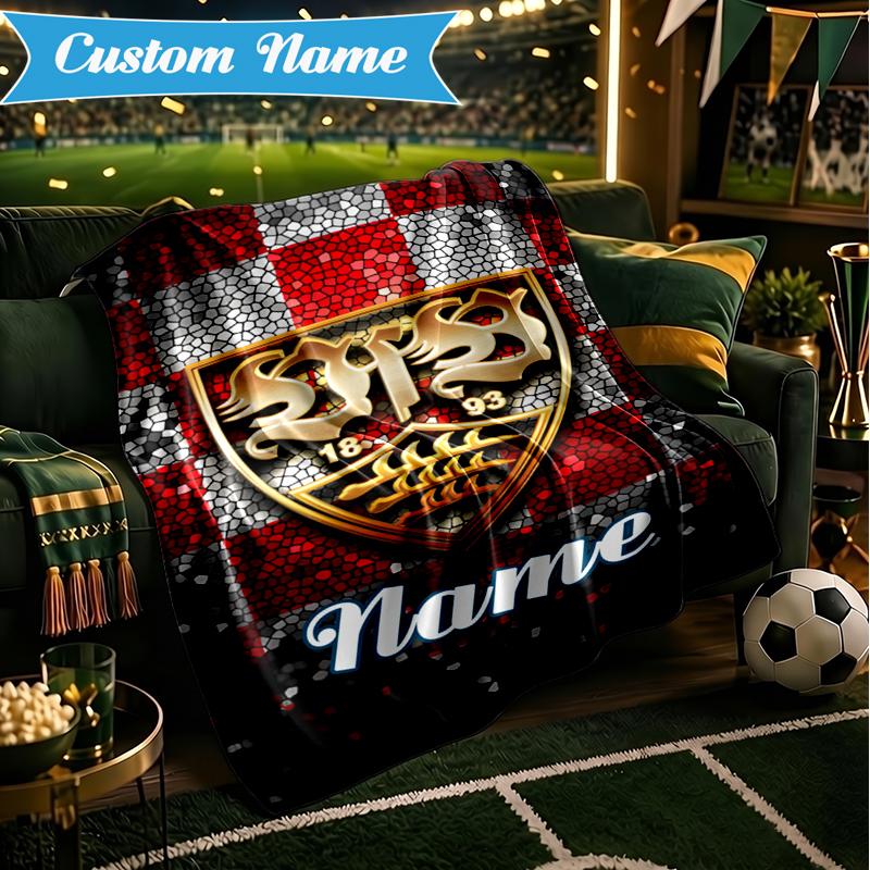 Custom Name VfS Crest Flame Blanket Lightweight Ideal Bedding Blanket Perfect for Travel, Camping, Living Rooms, Sofas, Christmas Gift