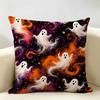 Ghosts Halloween Cushion Cover Natural Linen Organic Fabric Double-Sided Printing Breathable Perfect For Home Decor
