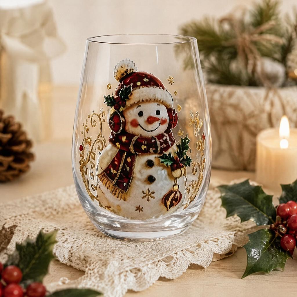Christmas Stemless Wine Glasses Holiday Glassware Magical Christmas Glass Cup Christmas Glass Art Cup for Unique Christmas Gifts