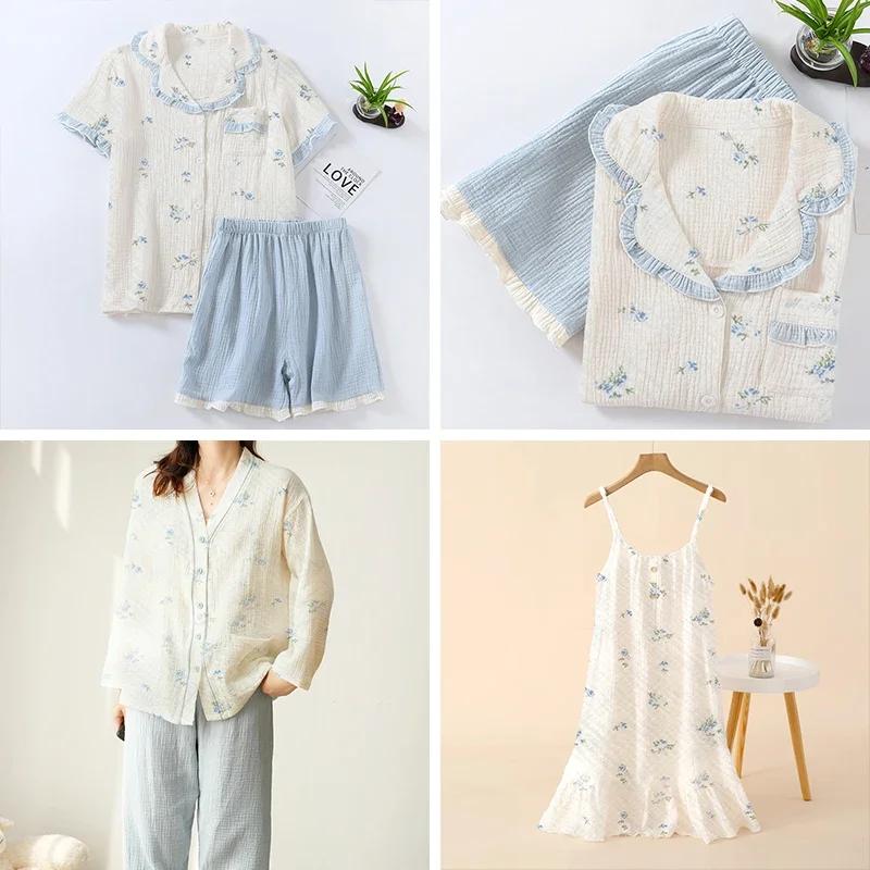 Breathable Pure Cotton Double-Layer Crepe Fabric For Bedding Home Wear Pajama Summer Dress DIY Clothing Cloth 135x50cm/500cm