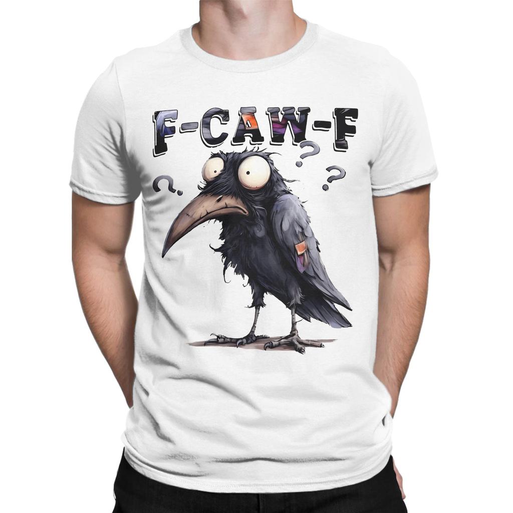 Herren Lustige F-Caw-F Krähen Meme T-Shirts Baumwoll-Tops Vintage Kurzarm O-Ausschnitt T-Shirts Übergröße T-Shirts