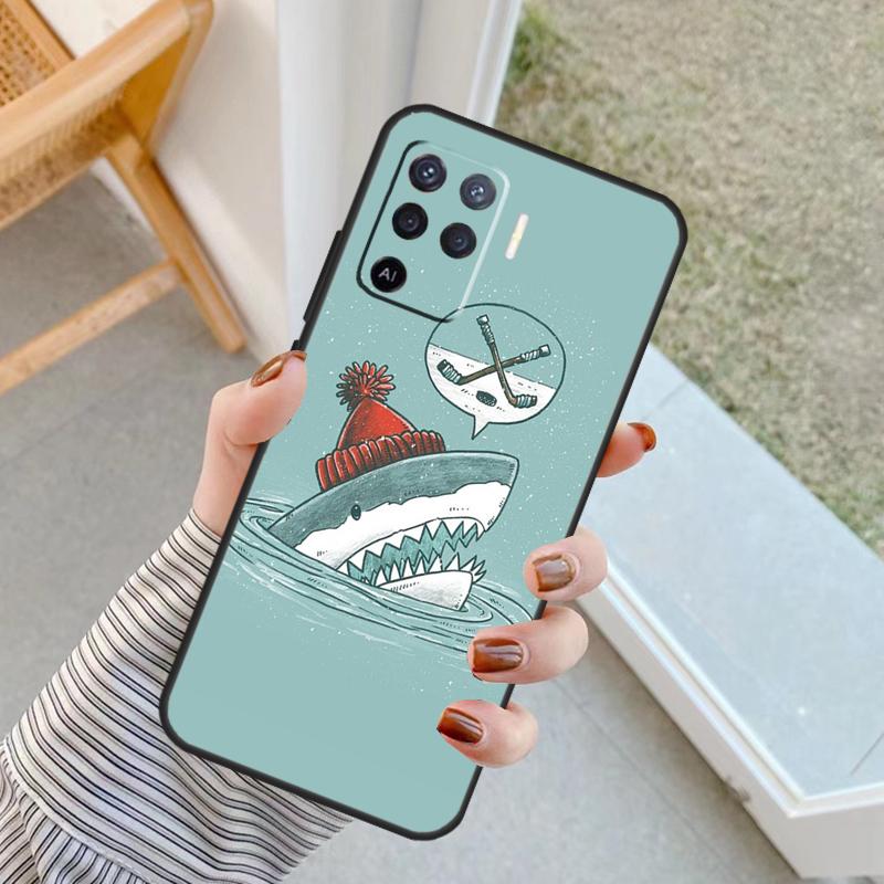 Cartoon Haie Hülle Für Oppo A60 A80 A40 A17 A57 A77 A74 A54 A94 A78 A98 A18 A38 A58 A96 A76 A16 A15 A5 Pro