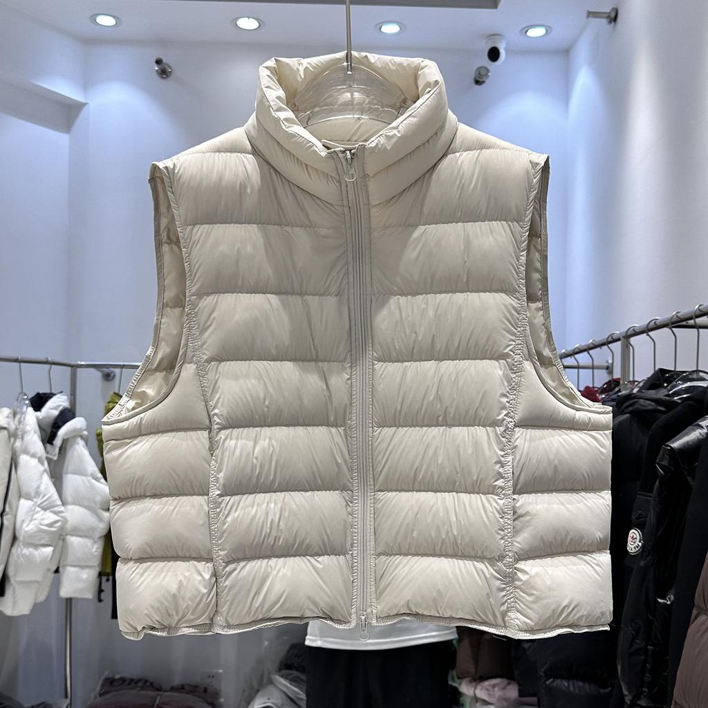 New Ribs Down Vest Women's Short Stand-Up Collar White Duck Down Fashion Versatile Slim-fit Warm Jacket